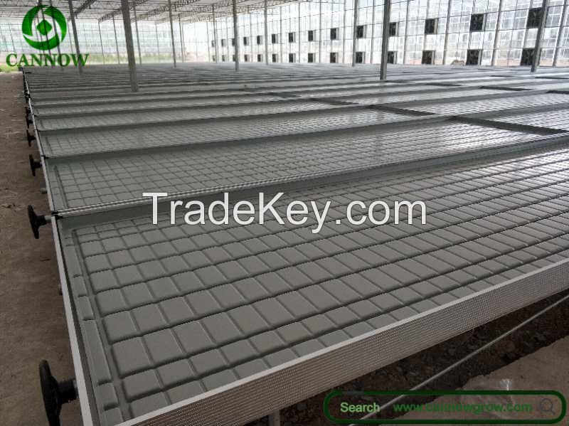 5.58ft (1.7m) wide flow and drain rolling bench for commercial greenhouse