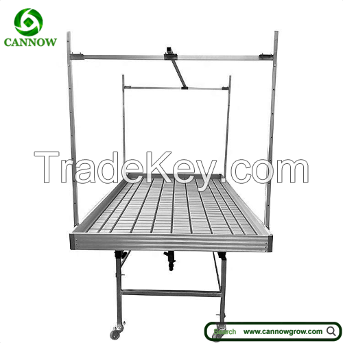 Agriculture 4ft (1.22m) wide flood rolling bench with EBB trays for hydroponic plants