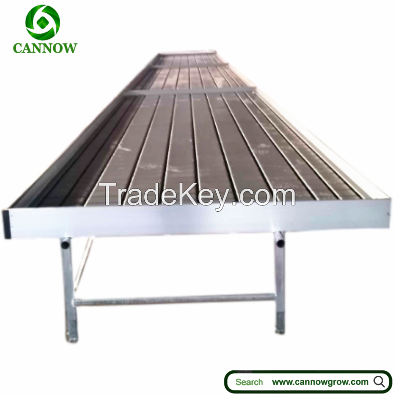 5.58ft (1.7m) wide flow and drain rolling bench for commercial greenhouse