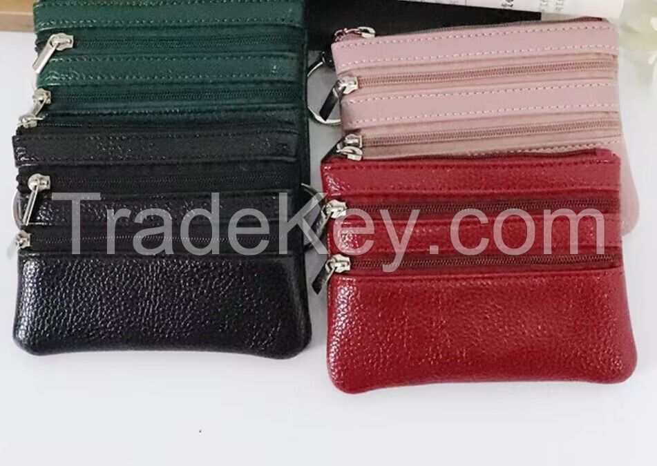 New small coin purse Korean version coin purse pocket small purse strong durable beautiful double-layer hand purse men's and women's zipper bag
