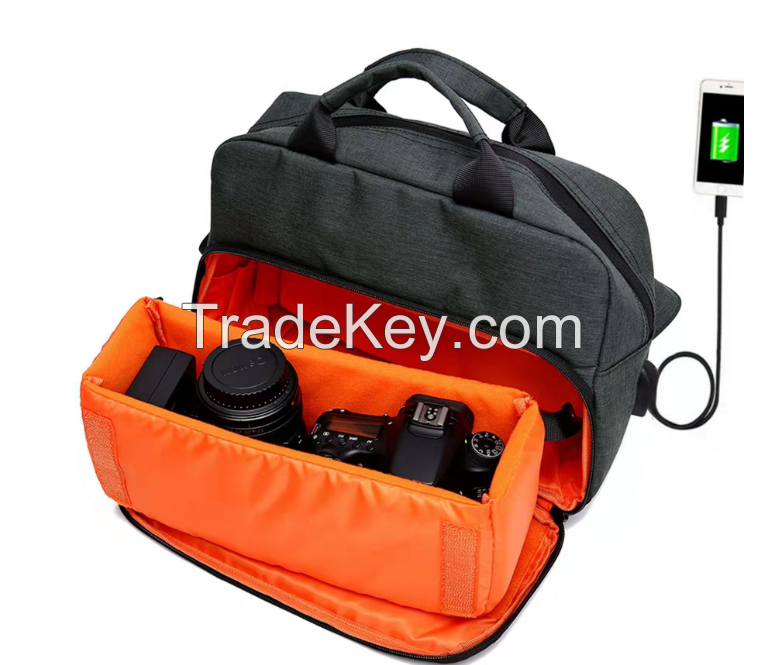 Yan Chang's New SLR Camera Bag for Men's One Shoulder Photography Bag Multifunctional USB Waterproof Rain Shield Durable Cross Shoulder Bag