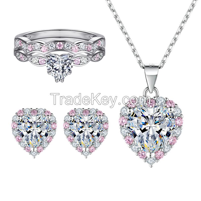 925 sterling silver heart jewelry sets for Woman