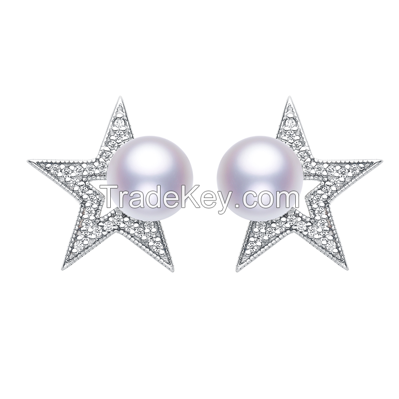 6~7mm Freshwater Pearl Stars Earrings