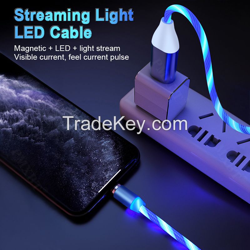 Streamer Data Cable Magnetic Mobile Phone Charging Cable with Stylish and Cool Breathing Light