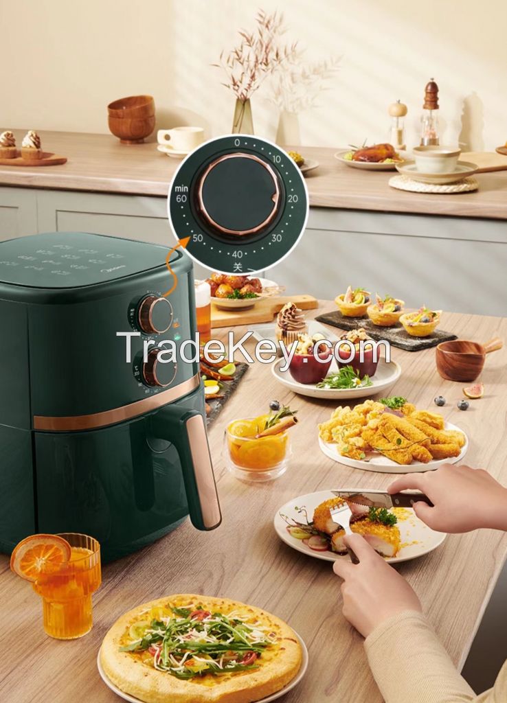 Lucky Air fryer Stainless Steel cover Double pot /basket Electric Deep Air Fryer Digital Control Airfryer