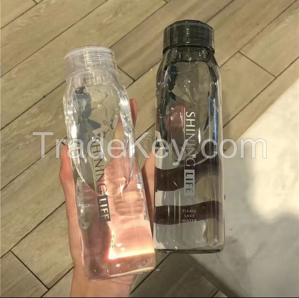 Water cup female student Korean version of large-capacity men&#039;s anti-fall sports drinking water bottle plastic Internet celebrity ins cup