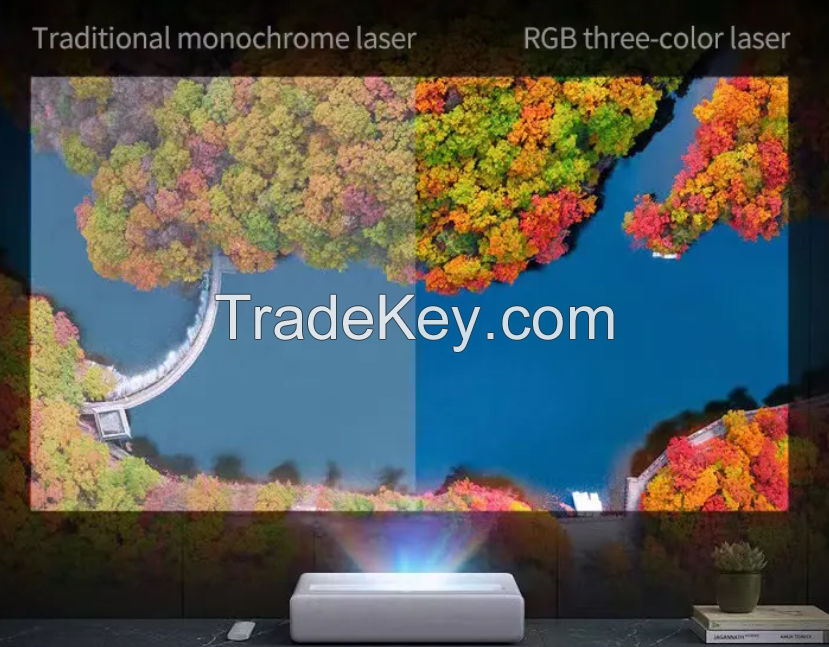 Full Color Laser UST Cinema projector, LCoS 1080p 1400ANSI Lumens MEMC RGB Projection TV WANOS Atmos Beamer