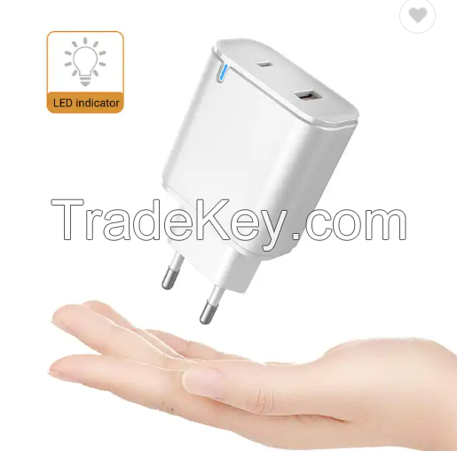 OEM ODM phone charger PD 20w USB c fast charging usb wall charger dual usb port mobile phone charger for apple mobile phone
