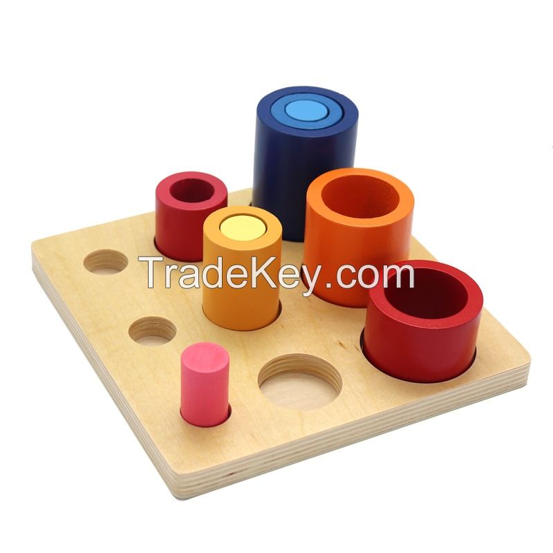 Kindergarten teaching aids rainbow building blocks circular ladder shape color cognitive toys