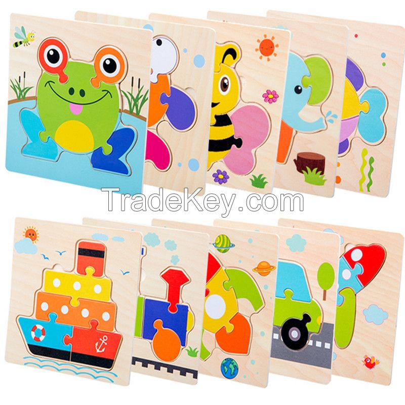 Children's Wooden multi type jigsaw creative toy foreign trade final order