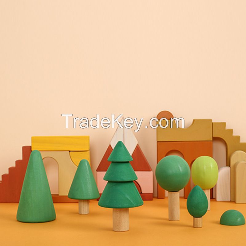 Factory direct sale kids toys wooden trees forest education toys games wholesale boys girls montessori toys cheap customization