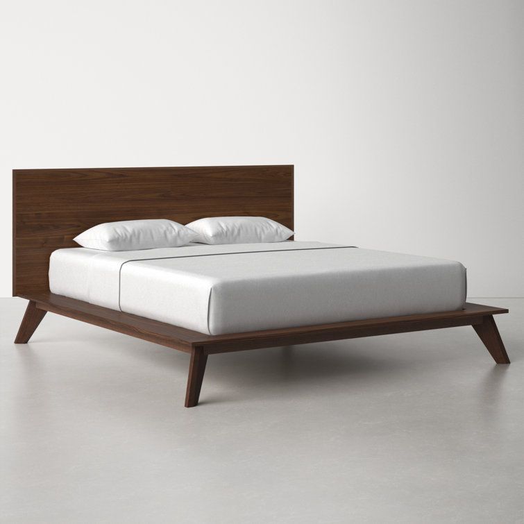 Hotel Furniture Room Solid Wood Bed High Quality Large Apartment Platform Bed With Headboard
