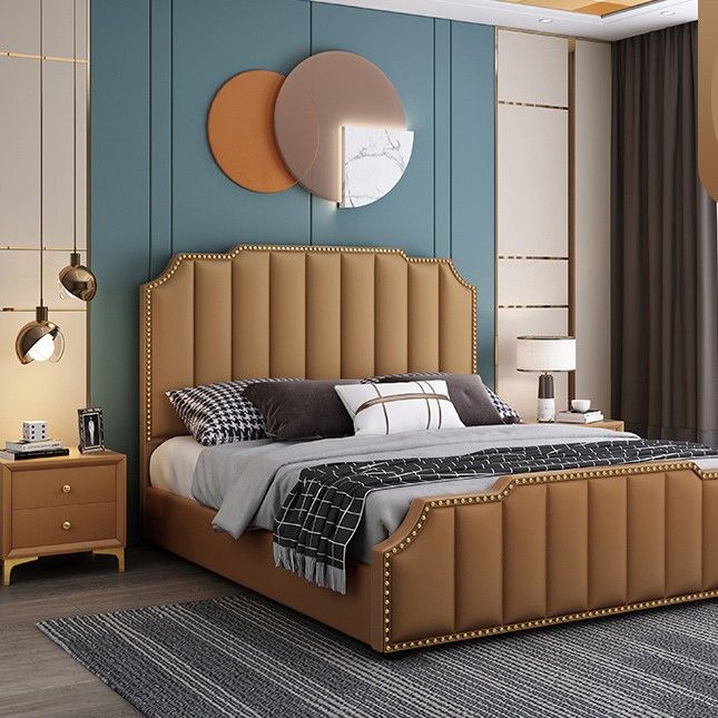 Hotel Furniture Bedroom Set Luxury Leather Hotel Bed Upholstered Fabric Soft Bed For Bedroom Furniture Sets