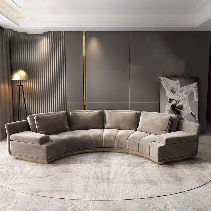 Modern Luxury C Shape Recliner Upholstered 5 Star Hotel Lobby Velvet Sectional Sofa Living Room Set Furniture Sofas