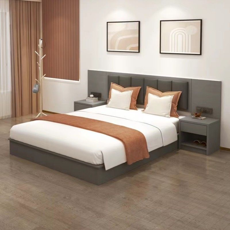 Hotel Furniture Room Wholesale Modern Set Single Queen Size Bedroom Wooden Furniture Bed