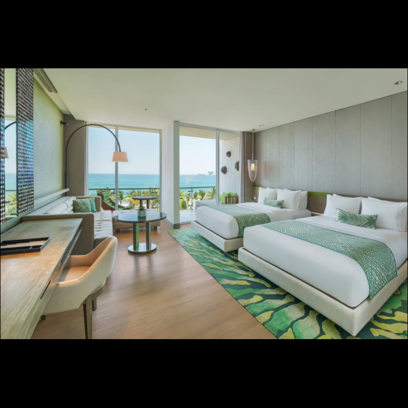 Modern Luxury Beach Style Hotel Furniture Bedroom Sets Green Guest Room 5 Star