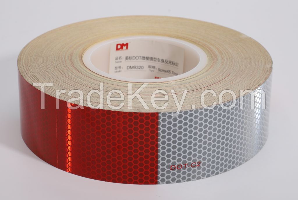 Red And White Adhesive DOT-C2 Reflective Conspicuity Marking Tape Car Sticker For Trucks And Trailers DM9300 Series
