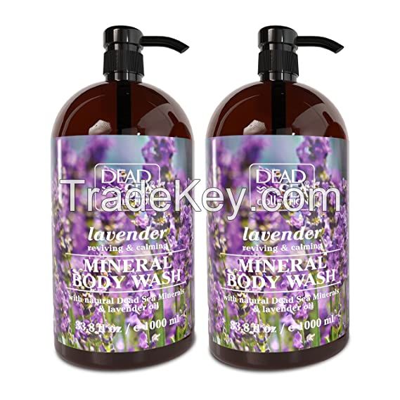 Dead Sea Collection Lavender Body Wash for Women and Men - Pack of 2 (67.6 fl. oz) - Cleanses and Moisturizes Skin - With Natural Minerals and Vitamins Nourishing Skin
