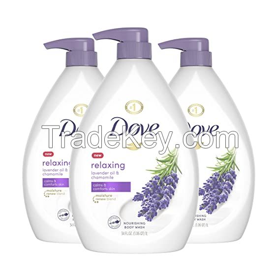 Dove Relaxing Body Wash Pump Calms &amp;amp; Comforts Skin Lavender Oil and Chamomile Effectively Washes Away Bacteria While Nourishing Your Skin 34 oz 3 Count
