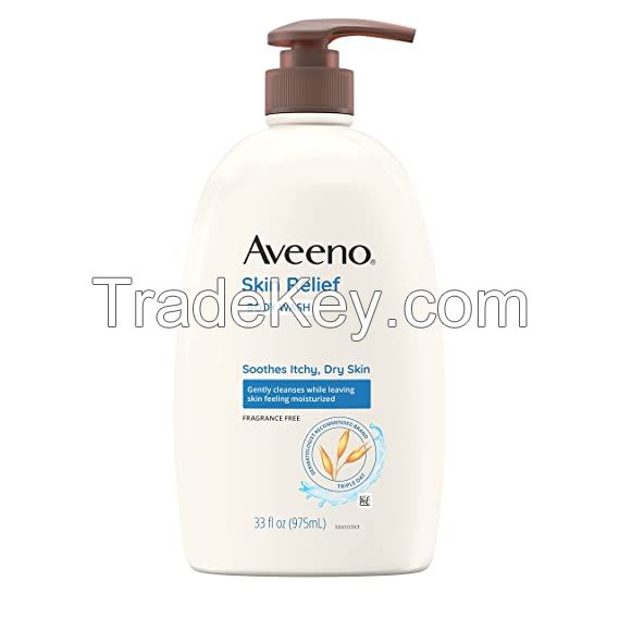 Aveeno Skin Relief Fragrance-Free Body Wash with Triple Oat Formula Soothes Itchy, Dry Skin, Formulated for Sensitive Skin, Fragrance-, Paraben-, Dye- &amp; Soap-Free, 33 fl. Oz
