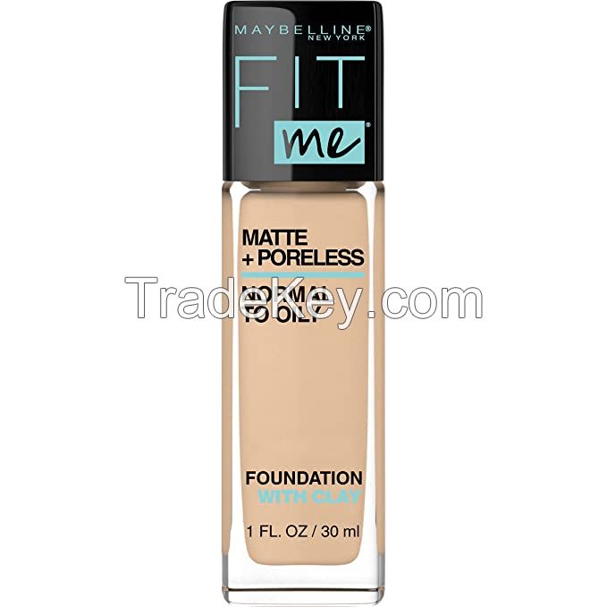 Maybelline Fit Me Matte + Poreless Liquid Foundation Makeup, Natural Beige, 1 fl; oz; Oil-Free Foundation