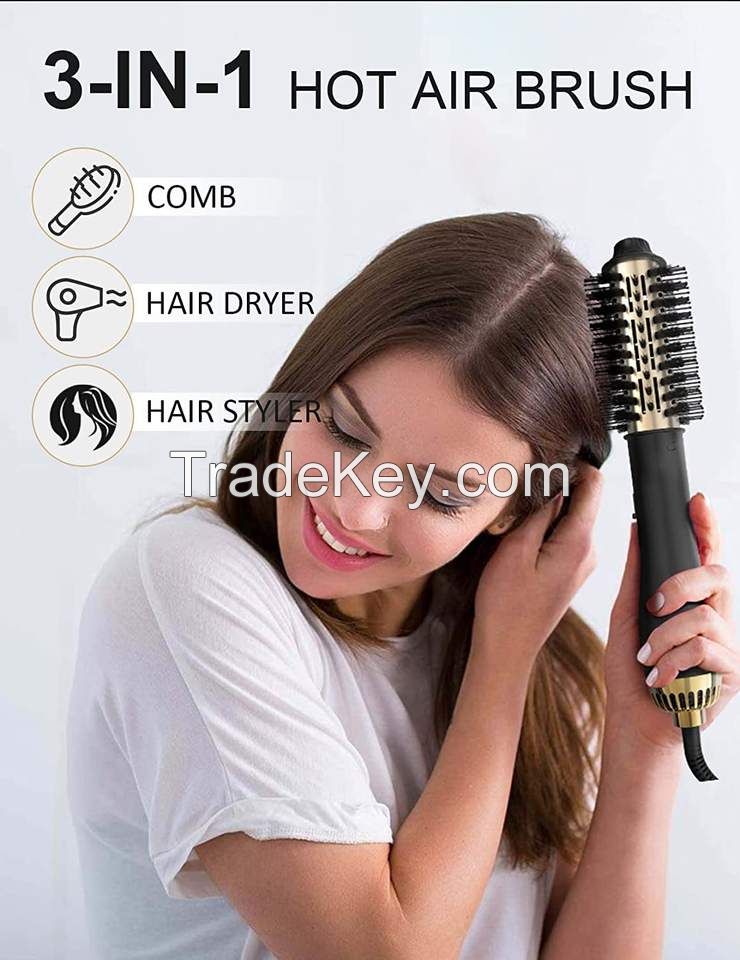 Wind Hot Air Blow Dryer Brush Professional Straightener Comb