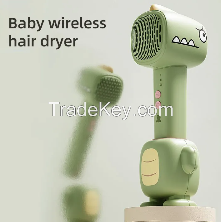 Wind Mini Wireless Hair Dryer for Baby Hair Dryer Gentle Blowing Dinosaur Pattern
