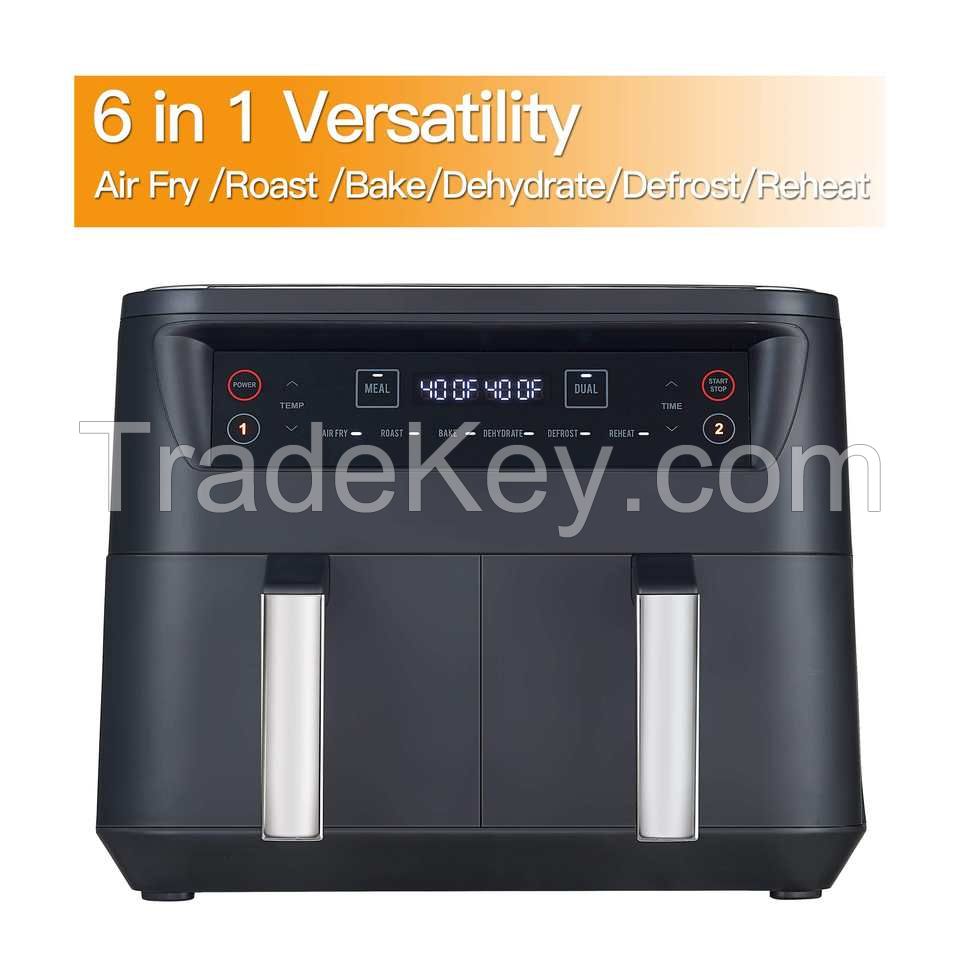 Household 9L Touch Screen Double Air Fryer Electric Deep Fryer Oven Smart Air Fryers With 2 Independent Baskets