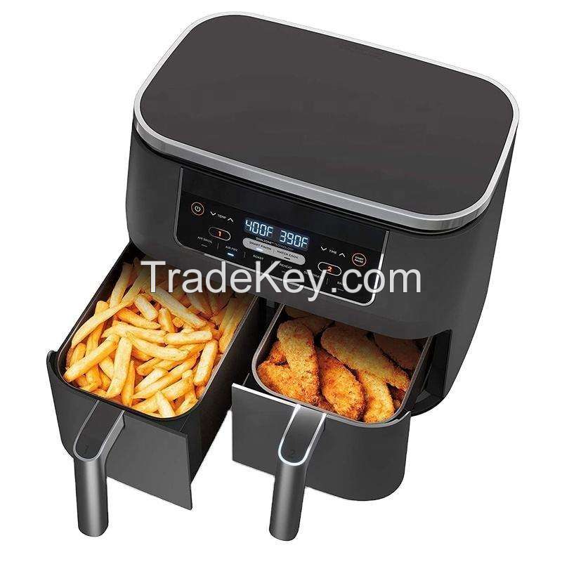 Household 9L Touch Screen Double Air Fryer Electric Deep Fryer Oven Smart Air Fryers With 2 Independent Baskets