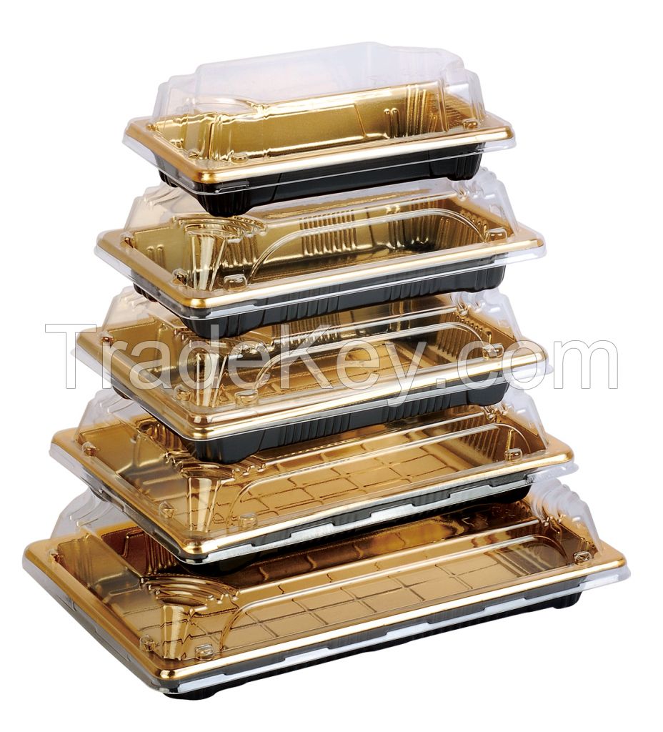 Rectangle Disposable Black Plastic Sushi Container for Take away