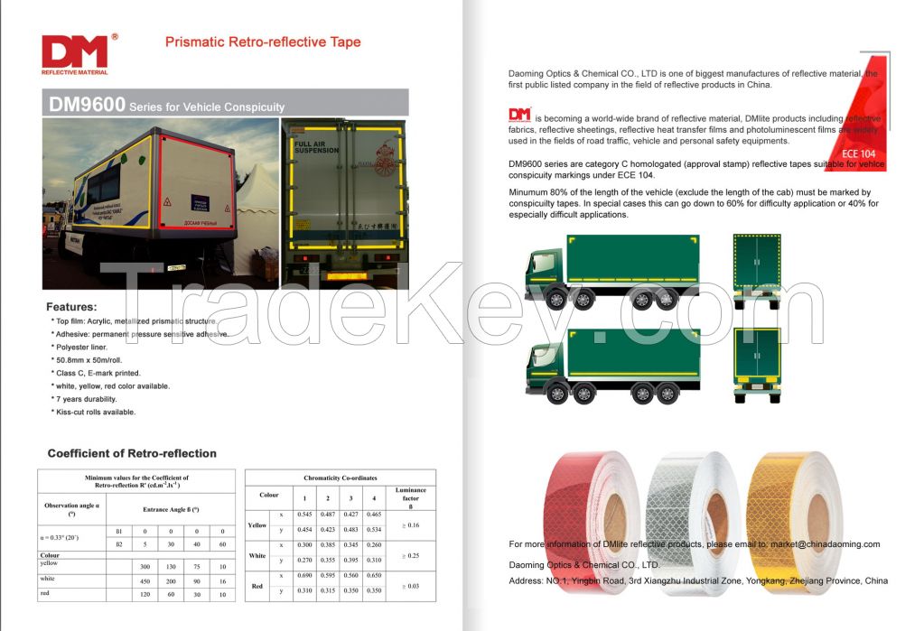 DM9600 Retro Reflective Vehicle Conspicuity Marking Tape