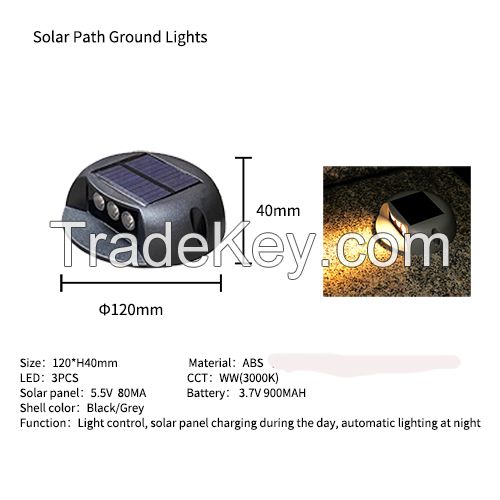 3LED Outdoor Garden Solar Light Led Underground Lights Solar Waterproof IP65 Buried Floor Light Path Ground Lights