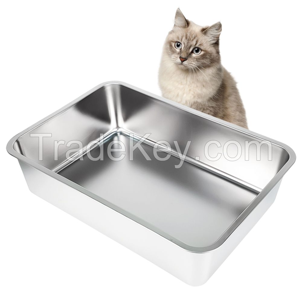 Durable Odor Free Stainless Steel Cat Litter Box