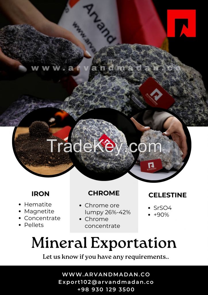 Celestine, Chrome Ore, Iron Ore