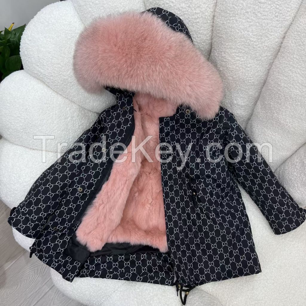 children fur coat snowsuit with faux fur