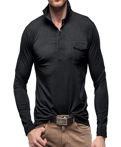 High quality long sleeve pocket polo shirt