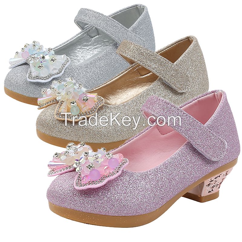 Kids Girls Heels Youth Princess Dress Shoes Party Wedding Shoes