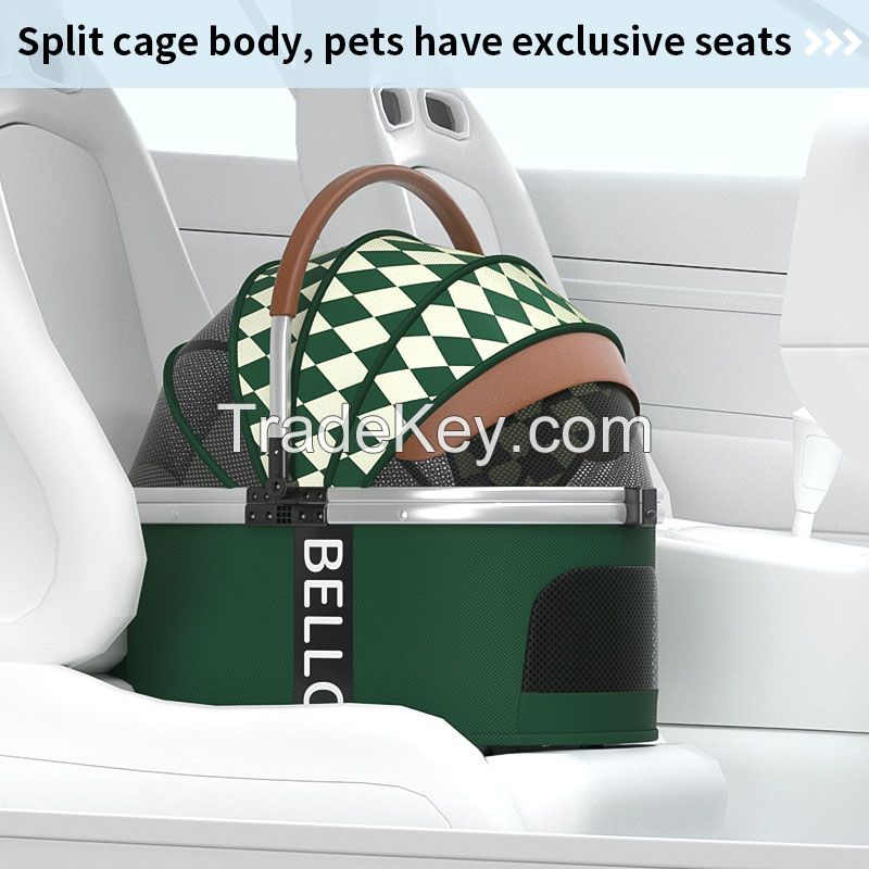 Bello wm01-t dog/cat pet stroller, aluminum alloy, foldable, detachable, towing telescopic rod,
