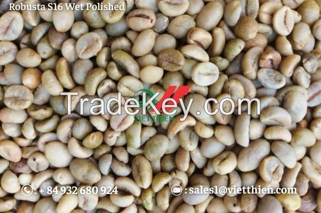 Robusta green coffee beans- wet polished quality- S18/S16/S14