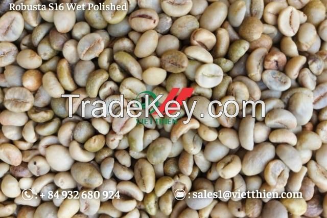 Robusta Green Coffee Beans- Wet Polished Quality- S18/s16/s14