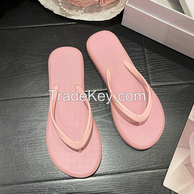 summer new outerwear solid color flip-flops seaside beach sandals and slippers shoes