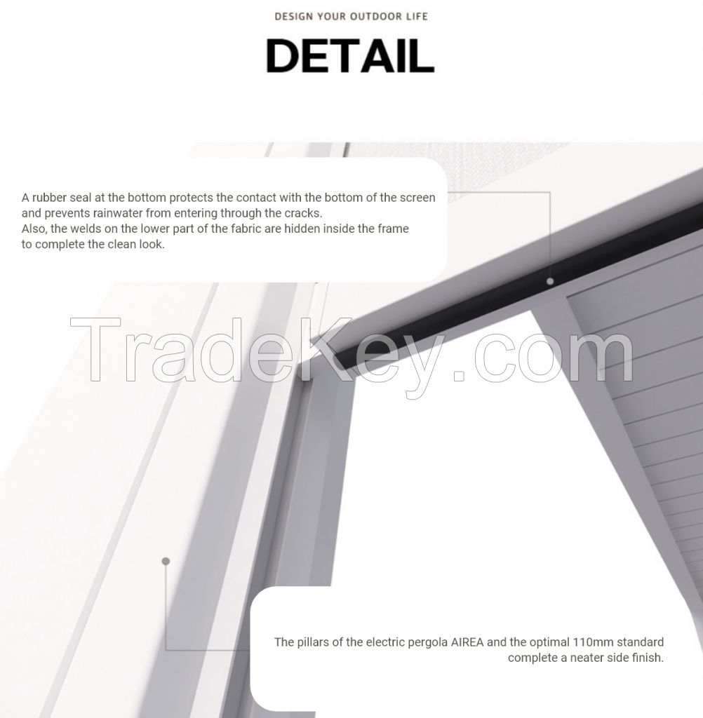 Zip Screen Motorized Roll Zip Screen Outdoor Pergola Exterior Electric Awning Shelter Country House Terrace