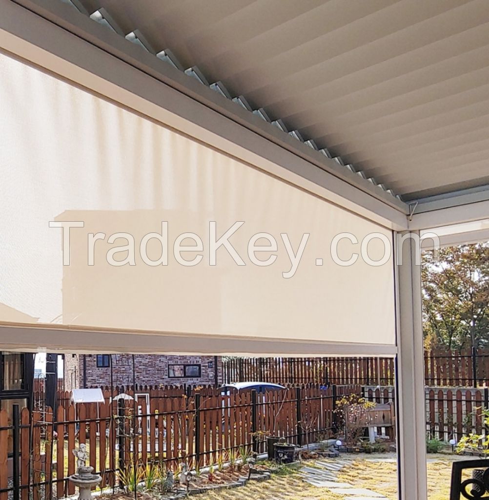 Zip Screen Motorized Roll Zip Screen Outdoor Pergola Exterior Electric Awning Shelter Country House Terrace