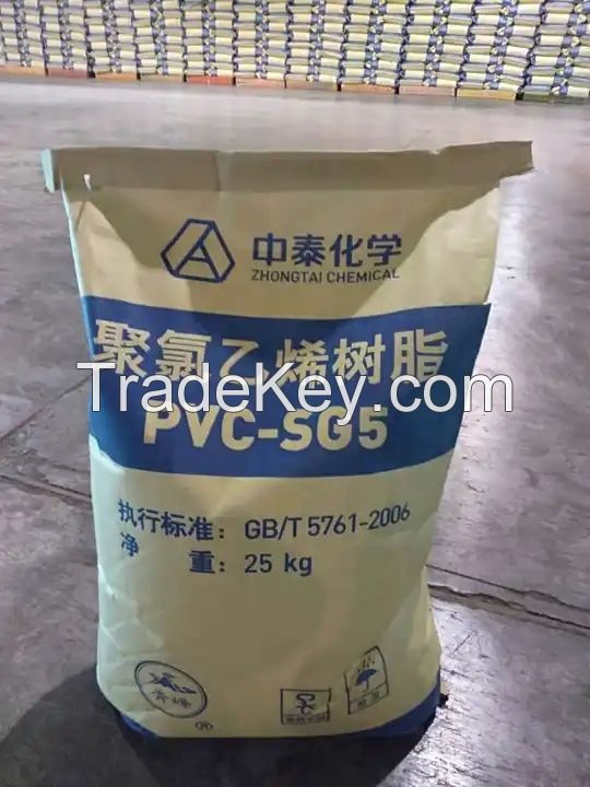 White Powder Zhongtai PVC Resin Sg3 Sg5 Sg8 K-Value Supplier