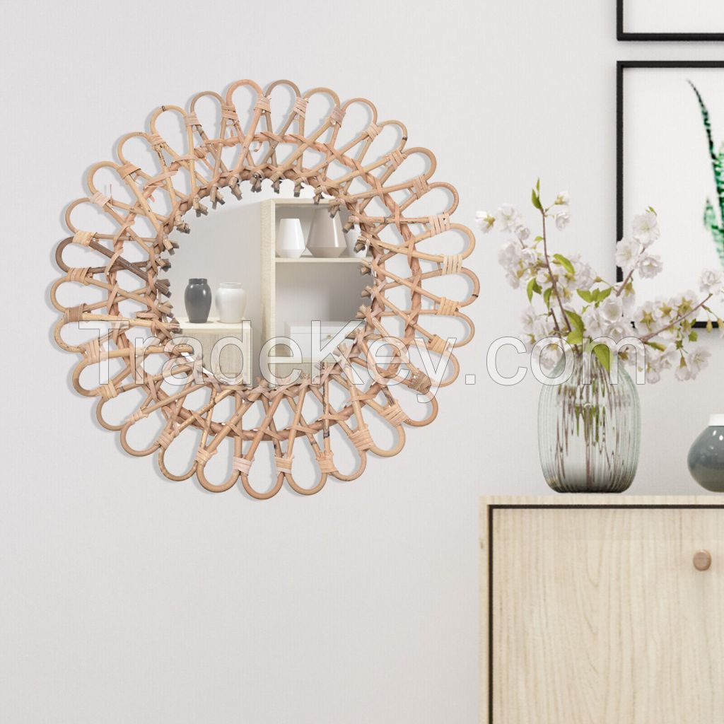 Rattan Wall Mirrors Hanging Decoration Rattan Wicker Mirrors Frames Home Rounded Vietnam Home Decor Items
