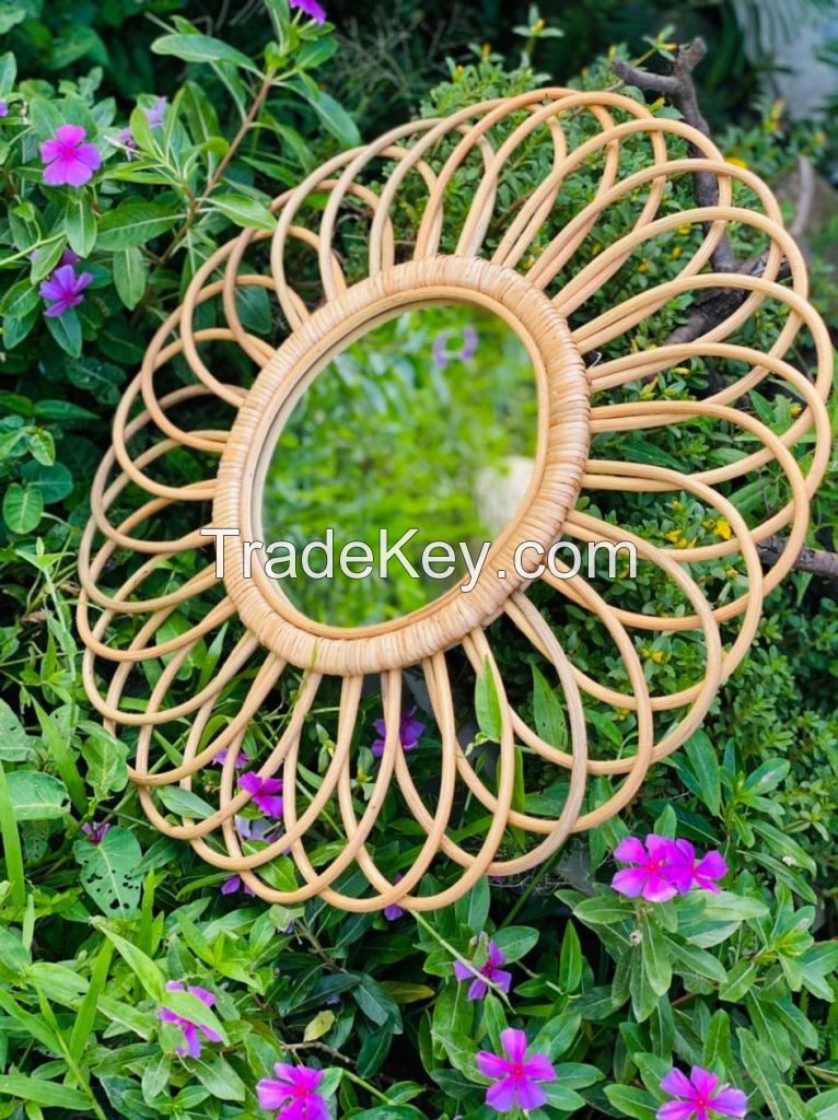 Rattan Wall Mirrors Hanging Decoration Rattan Wicker Mirrors Frames Home Rounded Vietnam Home Decor Items