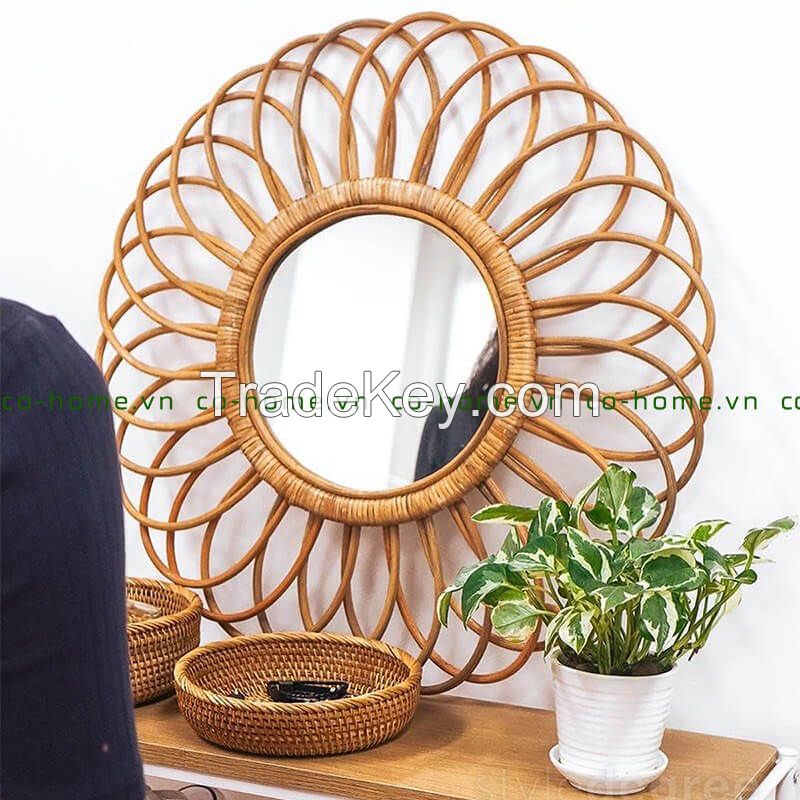 Rattan Wall Mirrors Hanging Decoration Rattan Wicker Mirrors Frames Home Rounded Vietnam Home Decor Items