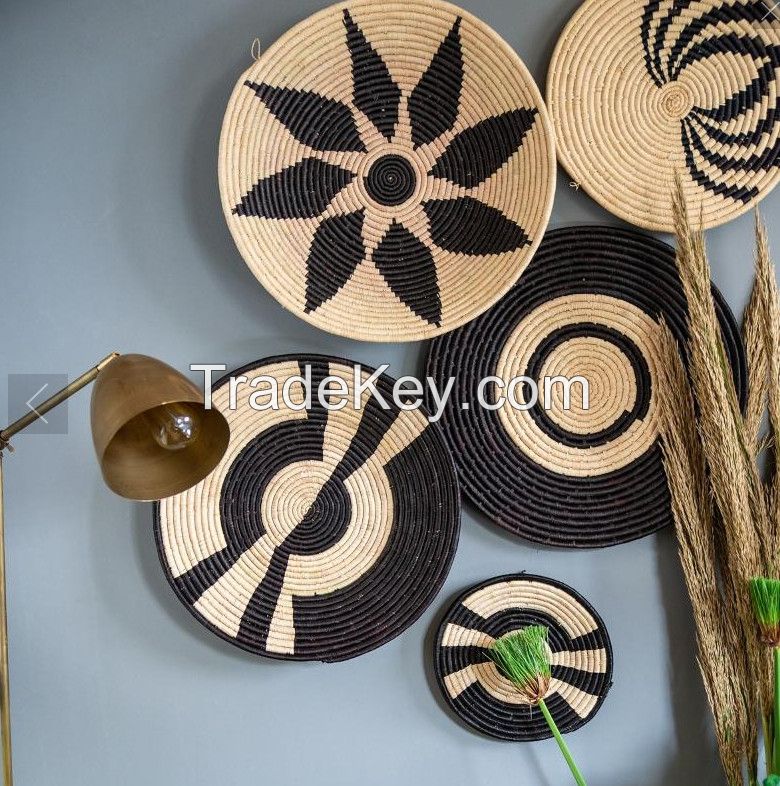 Eco Friendly Set Of Natural Seagrass Woven Wall Basket Decor