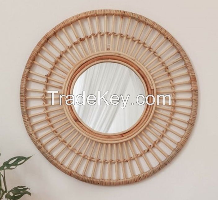 Wall Rattan Mirror Home Decoration Wall Mirror Mirror Furniture Vietnam Manufacturer Woven Handicrafts FBA Amazon