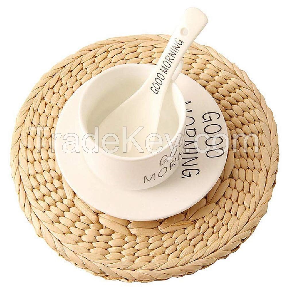 est Qualified Handwoven Water Hyacinth Rattan Set Placemats Coaster Home Decoration Handicraft Wholesale Vietnam Supplier